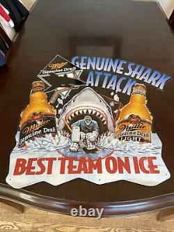 RARE San Jose Sharks Miller Beer Vintage Metal Tin Sign NHL Hockey 29x29 MGD