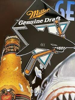 RARE San Jose Sharks Miller Beer Vintage Metal Tin Sign NHL Hockey 29x29 MGD