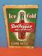 Rare Vintage 1930s Dr. Pepper Brick Tin Curb Service Soda Advertising Sign