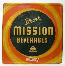 Rare Vintage Mission Beverage Tin Sign Mission Orange