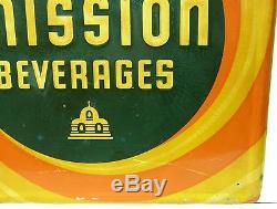 Rare Vintage Mission Beverage Tin Sign Mission Orange