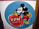 Rare Vintage Original Dated 1939 Rpm Gas Oil Mickey Disney Tin Sign