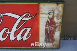 RARE Vintage 1920s or 1930s Embossed Double Bottle Tin Coca-Cola Sign