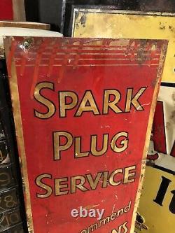 RARE Vintage 1930s Champion Spark Plugs Metal Tin Advertising Sign