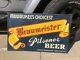 Rare Vintage 1940s Braumeister Pilsner Beer Tin Advertising Sign Milwaukee