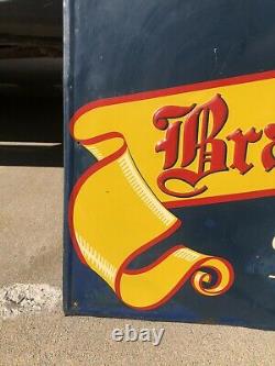 RARE Vintage 1940s Braumeister Pilsner Beer Tin Advertising Sign Milwaukee