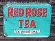 Rare Vintage 1950's Red Rose Tea Tin Embossed Store Advertising Sign 27x19