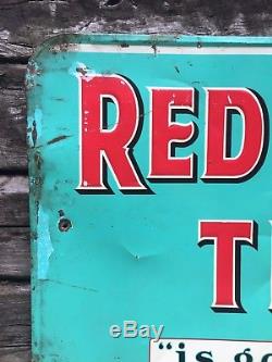 RARE Vintage 1950's RED ROSE TEA Tin Embossed Store Advertising Sign 27x19