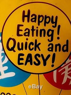 RARE Vintage 1950s CHUN KING Chinese Food Dbl Sided Tin Litho Advertising Sign