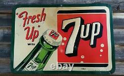 RARE Vintage 1953 Fresh Up with 7up Embossed Tin Sign