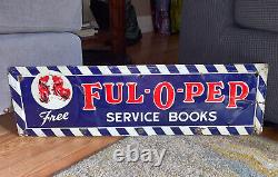 RARE Vintage 1960s Full-O-Pep Feed Embossed Tin Sign