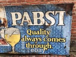 RARE Vintage 1960s Pabst Blue Ribbon Beer Tin Metal Sign Beer LARGE 4ft X 8ft