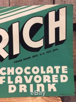 RARE Vintage 40's DARI RICH Chocolate Flavor Drink Tin Advertising Sign