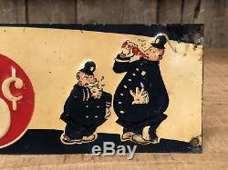 RARE Vintage 40s PEPSI COLA Coke Double Dot Keystone Cops Tin Embossed Sign