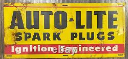 RARE Vintage AUTO-LITE SPARK PLUGS Ignition Engineered Collectible Tin Sign