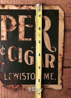 RARE Vintage Antique The HOPPER Leading 10c Cigar Lewiston Maine Tobacco Sign