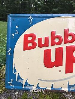 RARE Vintage BUBBLE UP Has pa-ZAZZ Tin Embossed Button Advertising Sign