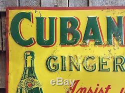 RARE Vintage CUBAN DRY GINGER ALE Soda Beverage Tin Embossed Stout Sign Co