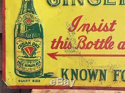 RARE Vintage CUBAN DRY GINGER ALE Soda Beverage Tin Embossed Stout Sign Co