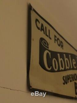 RARE Vintage Call For Cobble Rock Superior Quality Beverages Embossed Tin Sign
