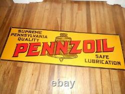 RARE Vintage Embossed PENNZOIL MOTOR OIL TIN TACKER Advertising Gas Station Sign