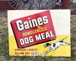 RARE Vintage GAINES Homogenized Dog Meal Food Advertising Store Tin Sign