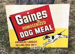 RARE Vintage GAINES Homogenized Dog Meal Food Advertising Store Tin Sign