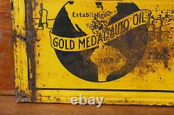 RARE Vintage Gold Medal Auto Oil KUNZ Co Minneapolis MN Tin Advertising Sign
