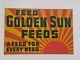 Rare Vintage Golden Sun Feed Feeds Farm Tin Sign Agriculture Advertising