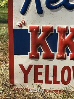 RARE Vintage Kelloggs Korn Klub MEMBER Farm Feeds Seeds Tin Embossed Sign 27x19