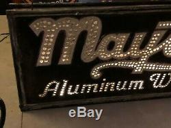 RARE Vintage ORIGINAL MAYTAG ALUMINUM WASHER Sign PUNCHED TIN 1920's PRE NEON