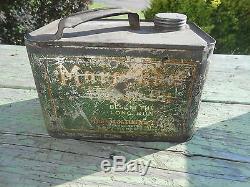 RARE Vintage Original MARATHON OIL HALF GALLON Advertising Tin Can SIGN HTF