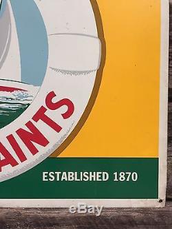 RARE Vintage Original REGATTA YACHT PAINTS Dealer Ship Maritime Tin Sign