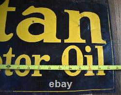 RARE Vintage PURITAN PENNSYLVANIA MOTOR OIL Advertising Tin Tacker SIGN