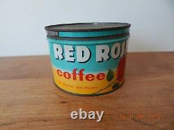 RARE Vintage RED ROSE COFFEE 1 lb KEYWIND TIN CAN country store CANADA