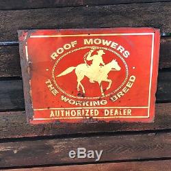 RARE Vintage ROOF LAWN MOWERS Authorized Tin DEALER Advertising Metal SIGN
