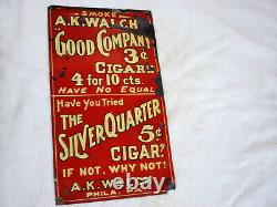 RARE Vintage Tin Cigar Sign 1930's Cigar Sign / 14 x 8