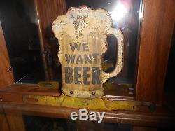 RARE Vtg Beer License Plate Topper Antique Tin Sign 18th Amendment Prohibition