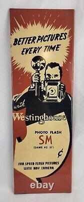 RARE Vtg Graphic Westinghouse Camera Painted Tin Advertising Sign 1950's