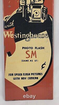 RARE Vtg Graphic Westinghouse Camera Painted Tin Advertising Sign 1950's