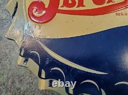 RARE Vtg Metal Tin Soda Bottle Cap Sign Sgl Side Dbl Dot PEPSI-COLA M-106 USA