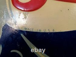 RARE Vtg Metal Tin Soda Bottle Cap Sign Sgl Side Dbl Dot PEPSI-COLA M-106 USA