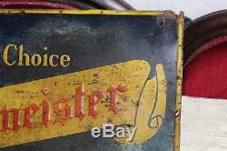 RARE vintage Braumeister Milwaukee Choice Lager beer metal tin embossed sign