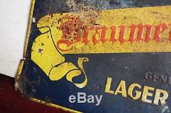 RARE vintage Braumeister Milwaukee Choice Lager beer metal tin embossed sign