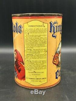 Rare 1930s Vintage King Cole Coffee Tin Saint John, NB