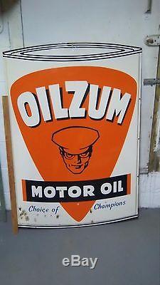 Rare 1965 Original Vtg Oilzum Motor Oil Can Champion Tin Sign Gas Station Dealer