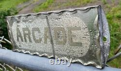 Rare Antique Arcade Reverse On Glass Foil Cut Scalloped Edge Sign ROG Tin Frame