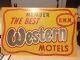 Rare Best Western Motel Sign 1950's Handpainted Tin Vintage Tin Sign Reflective