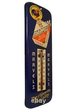 Rare Early 20th C Marvels Cigarettes 12 Advert Litho'd Enml Tin Thermometer
