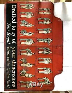 Rare Early Antique 1920s Royal Tailor Vtg Clothing Suit Tin Sign Store Display